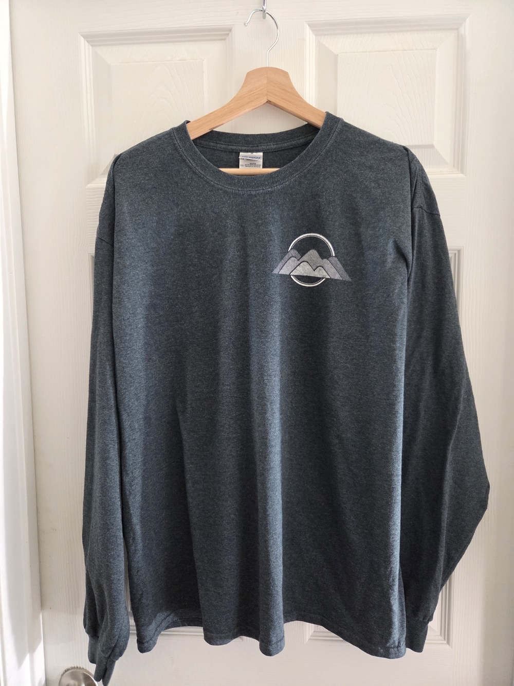 Gildan Charcoal Long-Sleeve Crewneck with Mountain Emblem